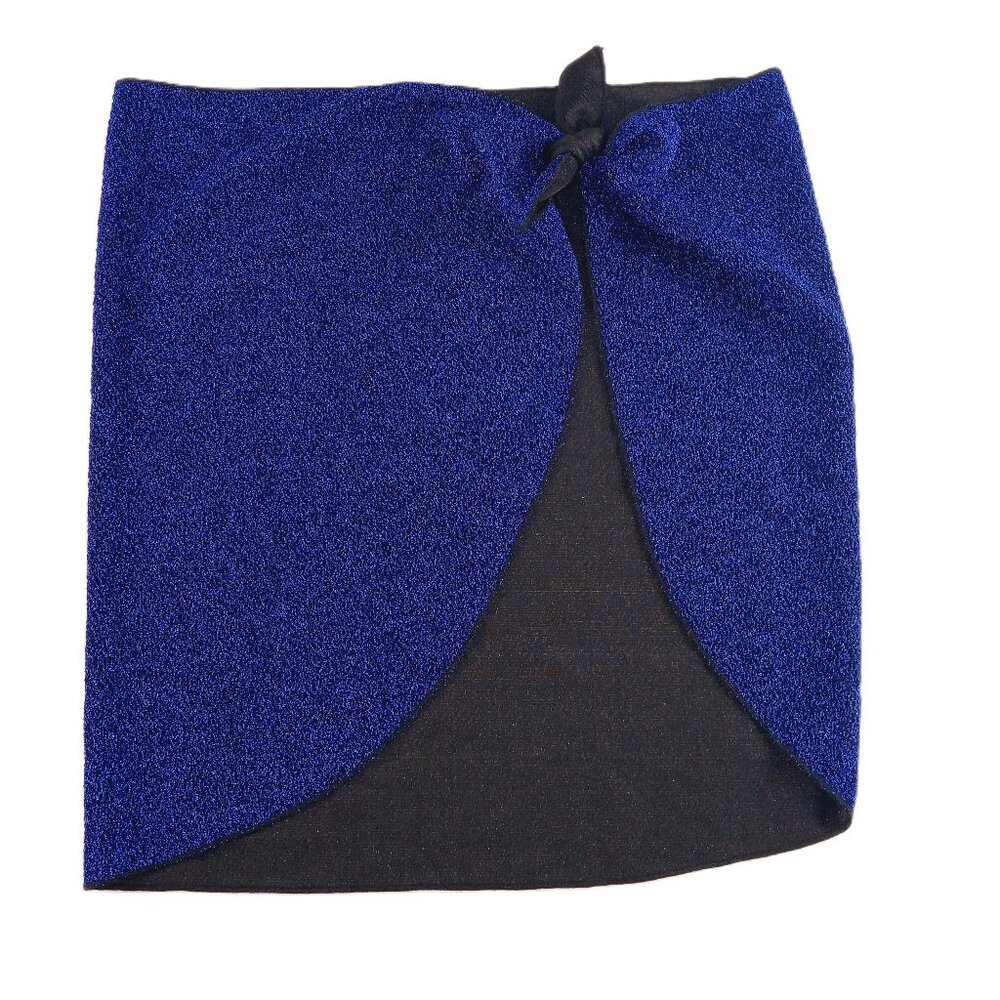 South Beach Women's Beach Sarong Size 4 Blue Metallic Side Tie Swim Coverup